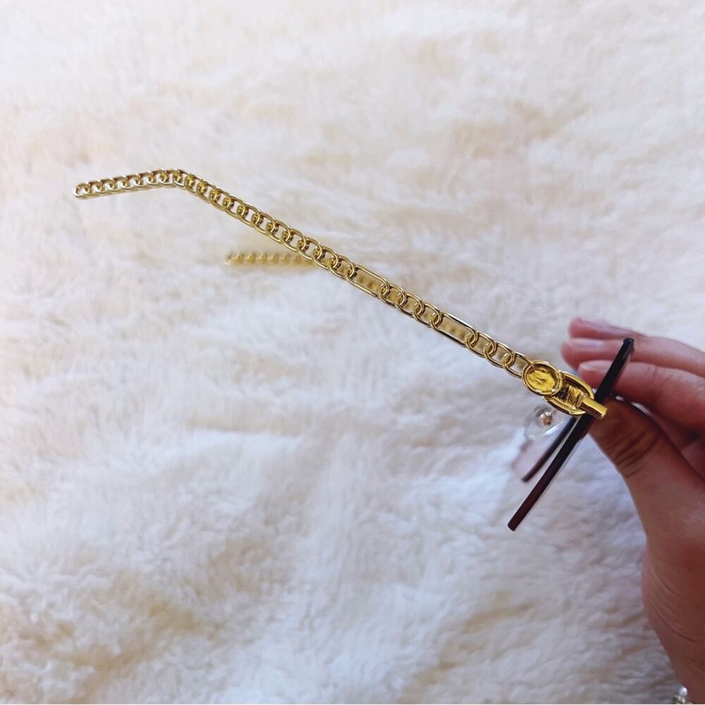 Skyla Blue & Pink Gold Chain Link Oversized Sunglasses - Picture 10 of 10